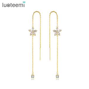 LUOTEEMI Vintage Kostüm Ohrring Frauen Urlaub Ohrringe 18k Golad Plated Elegante Ohrring für Frauen Großhandel - Product Image 1