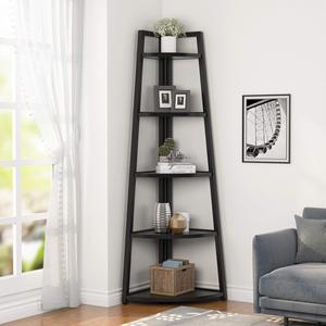 Living Room Kitchen Home Office 70 Inch Tall <strong>Corner</strong> <strong>Shelf</strong>, 5 Tier Rustic <strong>Corner</strong> Bookshelf Bookcase <strong>Corner</strong> <strong>Ladder</strong> <strong>Shelf</strong> - Product Image 2