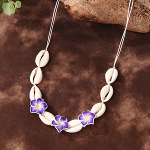 Bohemian <b>Shell</b> Necklace With Flower Design Women's Fashion Accessory Clavicle Chain Ethnic Style Gift Jewelry - Product Image 4