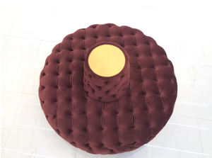 Banc de luxe en velours tufté rouge en acier inoxydable <span class=keywords><strong>Circle</strong></span> - Product Image 2