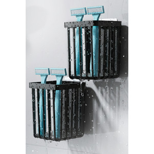 Modern Metal Wall Mounted Adhesive Organizer Rack For Toothbrush And Hairbrush <b>Storage</b> <b>Bathroom</b> <b>Shelf</b> Minimalist Design - Product Image 4