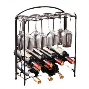 Modern Luxury Sustainable Inverted Carbon Steel Three-Layer Multifunction Standing Type Wine <b>Rack</b> & Glass Holder for <b>Kitchen</b> Use - Product Image 2