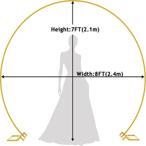 Arco <span class=keywords><strong>de</strong></span> Metal Circular <span class=keywords><strong>de</strong></span> 8 Pies <span class=keywords><strong>de</strong></span> Diámetro para Decoración <span class=keywords><strong>de</strong></span> Fondo en Bodas, Cumpleaños y Fiestas, con Flores Artificiales - Product Image 2
