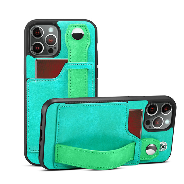 Mount Yanzhi Fashion NATIONAL Customized Logo Genuine Leather RFID Mobile Phone Case for 15 16 Pro Max Card Holder Handle Strap