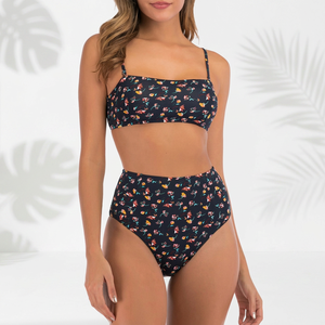 Trending Fashion Último diseño Mujeres Logo frontal Impreso Spandex/Nylon Bikini Bra Set Cómodo traje de baño de 2 piezas para playa Piscina - Product Image 1