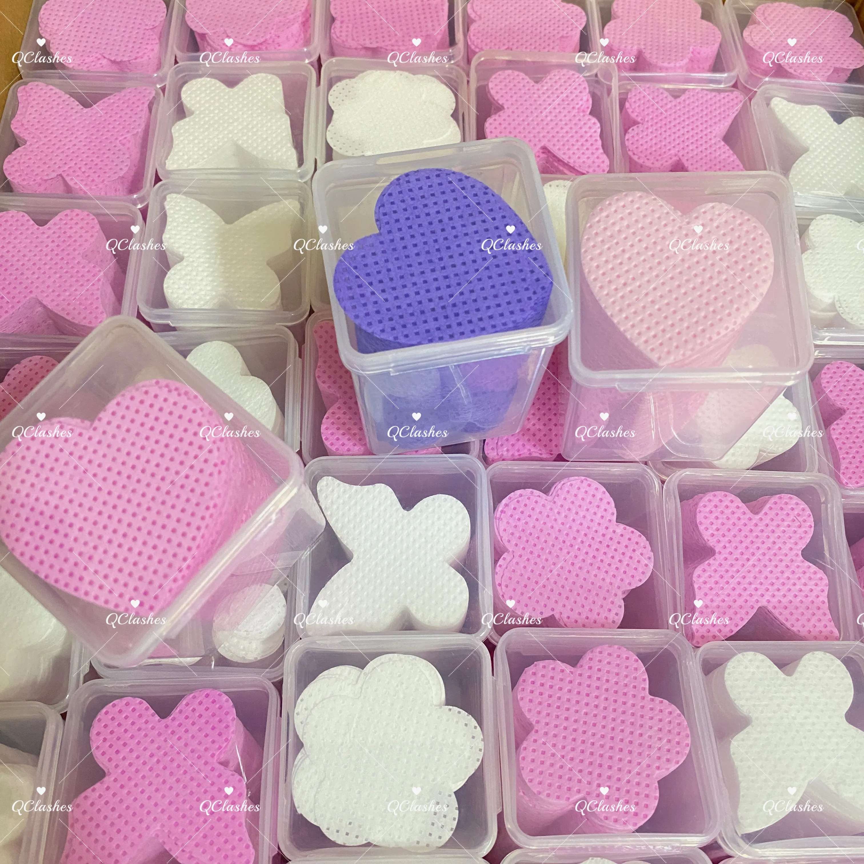 colorful flower butterfly heart square shape lash adhesive wipe lash glue remover cleaning cotton pad custom eyelash glue wipe