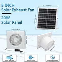 DC 12V 8 pouces haute vitesse sans brosse DC ventilateur intérieur entrepôt Kit de Ventilation en plastique pour fermes d'élevage maisons pour animaux de compagnie échappement solaire