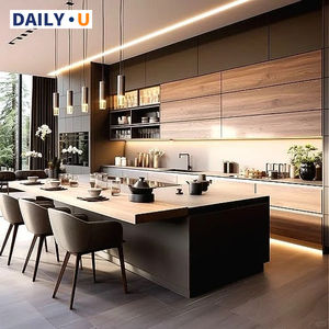 خزائن مطبخ حديثة مطلية بالورنيش والرسم المخصص بتصميم كامل ، مجموعة خزانة طويلة بأسعار معقولة ، خزانات بار مطبخ - Product Image 4