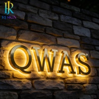 Enseigne Lumineuse LED 3D en Acier Inoxydable pour Entreprise, Lettres Métalliques Dorées Effet Miroir, Logo de Marque Rétroéclairé IP65 pour Commerces