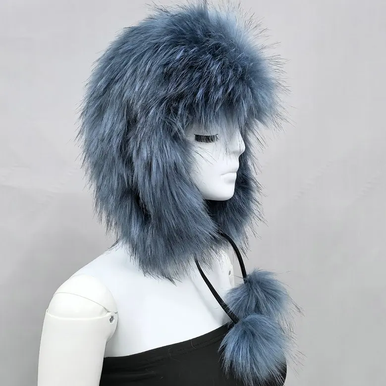 custom Hot High-end Luxury Men's Hat Lei Feng Ear Real Fur Hat Top Raccoon Russian Fox Fur Hat