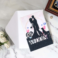 Marineblau Rot Gold Weiß Hochzeitseinladungen Laser-Ausgeschnittenes Design Anpassung Maßgefertigte Laserschnitt Herr und Frau Hochzeit