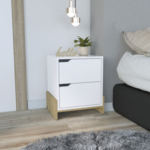Luss Nightstand Bedside Table With <b>2</b> <b>Drawers</b> <b>Storage</b> <b>Drawer</b> <b>Unit</b> For Bedroom - Product Image 1