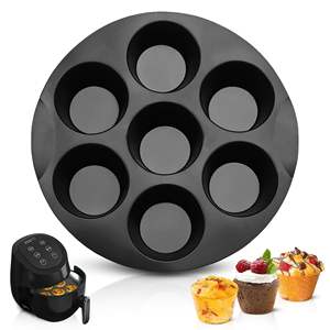 Moule à muffins Liberhaus 7 cavités en silicone antiadhésif pour friteuse à air, four, micro-ondes, compatible lave-vaisselle - Product Image 1