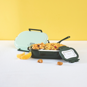 Boîte à lunch isotherme en acier inoxydable de qualité supérieure, récipient de stockage alimentaire étanche, boîte à lunch portable, 2 compartiments, 500 ml, micro-ondes - Product Image 5