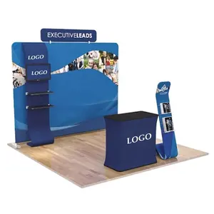 Portable 10*10ft Booth Display Stand Aluminum Tube Stand Tension Fabric Trade Show Booth Equipment For Tradeshow