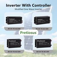 Onduleur Pretiosus 60A avec écran LED, DC 12V 24V 48V vers AC 120V 220V 1000W, hors réseau, à onde sinusoïdale modifiée, avec contrôleur