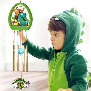 Enfants bricolage dinosaure Art Kits en forme d'oeuf cadres en bois enfants peinture décorative artisanat en bois Art carillons éoliens