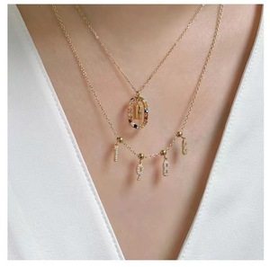 Vente en gros 925 argent Sterling Zircon <span class=keywords><strong>chiffre</strong></span> boule pendentif collier 18 plaqué or bricolage 0-9 chiffres pendentif collier à MydAUGHTER - Product Image 4