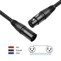Câbles XLR 3,3 pieds, câble de microphone mâle vers femelle 3 broches, blindé et équilibré de qualité supérieure, cordon de raccordement XLR durable pour table de mixage et enceinte