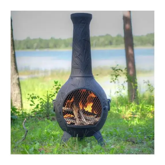 鋳鉄蘭チミネア屋外暖炉デッキとパティオヒーターガーデンメタルチメネア