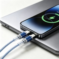 Kabel Data USB C ke C 100W 5 Core Double Shielded Braided Zinc Alloy Carbon Fiber untuk Ponsel Tablet Laptop Grosir Partai Besar