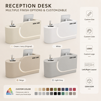 Comptoir de réception incurvé avec éclairage LED pour spa médical, clinique de soins de la peau, salon, usine, logo personnalisé sur commande