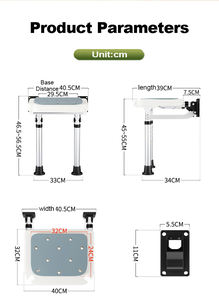 Chaise de douche murale pliable en aluminium robuste Banc de sécurité pour salle de bain pour personnes âgées handicapées Utilisation médicale à l'hôpital Mateside - Product Image 2