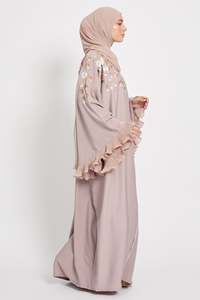 Abaya LEDUO Personalizada, Elegante, Casual, con Bordado Floral y Mangas con Volantes, Estilo Dubái, para Mujer - Product Image 2