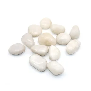 3-5cm tumbled white marble beach pebbles landscaping stone