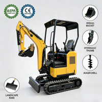 Mini-excavatrice sur chenilles, petite pelle hydraulique, moteur, pompe, PLC, forte puissance de creusement, garantie 1 an pour la ferme et le jardin
