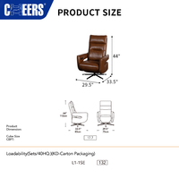 Fauteuil de bureau MANWAH CHEERS, luxe moderne, ergonomique, inclinable manuellement, accoudoirs en cuir véritable, pivotant à 360°, métal, simple, pour le salon