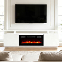 Cheminée électrique décorative de 71 pouces, support TV blanc avec foyer électrique en bois pour la maison et l'hôtel