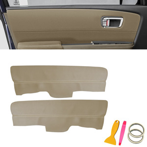 Honda Pilot <b>Door</b> <b>Trim</b> Kits 2009-2015 True Microfiber Leather Red Stitching Front Panels - Product Image 4