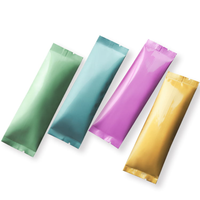 Sachets en aluminium imprimés sur mesure pour poudre de café instantané, miel et matcha, avec fermeture thermoscellable et ouverture supérieure, type stick, en Mylar