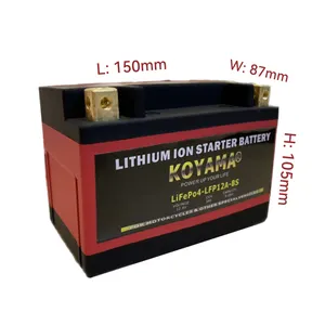 KOYAMA LFP12A-BS Lithium Iron Phosphate Battery 12.8v 8ah 2000plus Times 12v LiFePo4 Motorcycle Battery For Auto Start