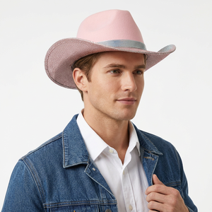Sombrero de Vaquero Occidental de Lana HL Marrón con Punta de Diamantes de Imitación Brillantes Negros Unisex para Cuatro Estaciones, Boda, Carnaval, Fiesta - Product Image 3