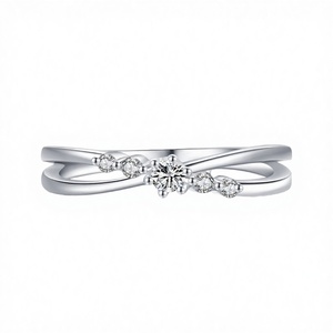 Bague à breloques empilables en argent sterling 925 véritable plaqué rhodium avec zircon, pour femme, idéale comme cadeau - Product Image 3