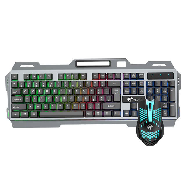 Custom Wired Gaming Keyboard Mouse Combo Set with Phone Holder Metal Plate USB 104-Key LED Backlight Wholesale In Stock