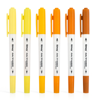 Ensemble de stylos pinceaux à double pointe Kmay K-687, nuances de jaune, lot de 6, marqueurs d'art à base d'eau avec pinceau flexible et pointe fine