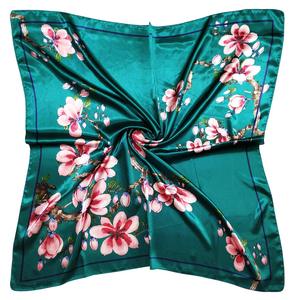 Design <span class=keywords><strong>de</strong></span> fleurs <span class=keywords><strong>de</strong></span> pêche pour femmes 35 "Satin <span class=keywords><strong>carré</strong></span> en <span class=keywords><strong>soie</strong></span> comme des foulards et des enveloppes pour dormir - Product Image 1