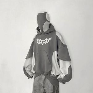 Yingling personnalisé recadrée sweats à capuche 500Gsm poids lourd 3D patchs de broderie coton couleur-blocage conception pour hommes - Product Image 3