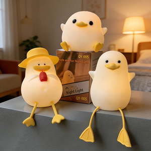 -style Duck Pat-<b>Light</b> Silicone Night <b>Light</b> <b>Mood</b> Lamp Rechargeable Table Lamp Color-Changing Stepless Dimming Cute Design - Product Image 3