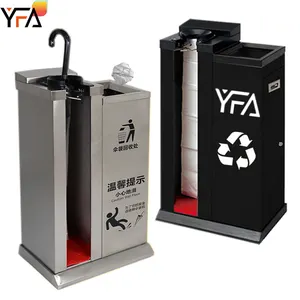 Automatic Wet Umbrella Bag Dispenser Stainless Steel Disposable Umbrella Packing Machine with Waste Bin for Hotel/Mall/Office