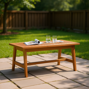 Solid Acacia Wood Outdoor Coffee <b>Table</b> <b>Brown</b> Minimalist Design Durable Furniture - Product Image 2