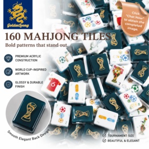 Goldenloong Nouveau Mahjong américain de luxe sur mesure, 160 tuiles en acrylique gravées, thème <span class=keywords><strong>Coupe</strong></span> <span class=keywords><strong>du</strong></span> <span class=keywords><strong>Monde</strong></span> de Football 2026, coloré - Product Image 1