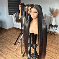Peluca de Cabello Humano Virgen Liso Natural SDD sin Pegamento con Encaje Frontal HD Doble Trama 13x4, Venta al por Mayor con Marca Privada