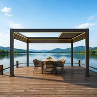 Pergola bioclimatique moderne de luxe, résistante au vent, pour patio extérieur, avec éclairage LED, pour jardin, cour, terrasse, balcon