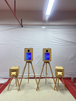 Photo Booth Kayu Warna Kustom 14 18.5 Inch Layar Sentuh Ganda Kios Selfie I5 Mini PC 8GB 256GB SSD Flight Case