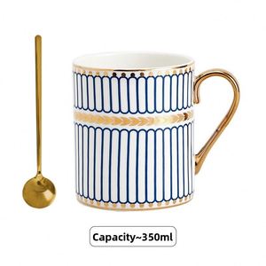European Style Straight Body Full Gold Handle Mug Light Luxury <b>Large</b> Capacity Couple Cups Advanced <b>Gift</b> <b>Box</b> Office Water Cup - Product Image 3