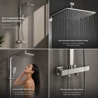 Système de douche mural moderne en acier inoxydable 304 avec douchette à main et mitigeur de salle de bain